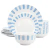 Gibson Home Pacific Waves 12 Piece Round Ceramic Dinnerware Set In Blue In Multi