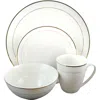 Gibson Home Palladine 16 Piece Dinnerware Double Gold Banded Set In White
