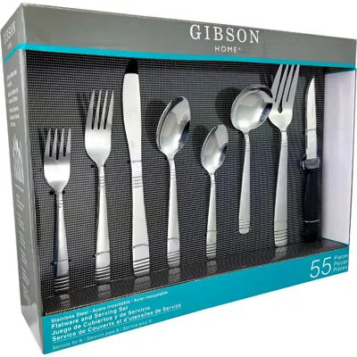 Gibson Home Palmore Plus 55 Piece Flatware Set In Silver