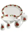 Gibson Home Perfect For Holidays Poinsettia 7pc Porcelain Serving Set In Multi