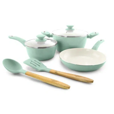 Gibson Home Plaza Cafe 7 Piece Essential Core Aluminum Cookware Set In Green