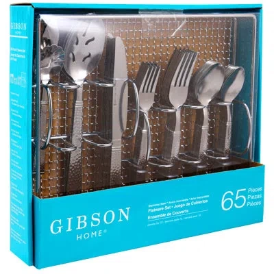 Gibson Home Prato 65 Piece 18/10 Stainless Steel Flatware Set, Service For 12