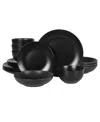 Gibson Home Queenslane 16 Pc. Dinnerware Set, Service For 4 In Matte Black