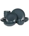 Gibson Home Queenslane 16 Pc. Dinnerware Set, Service For 4 In Matte Blue