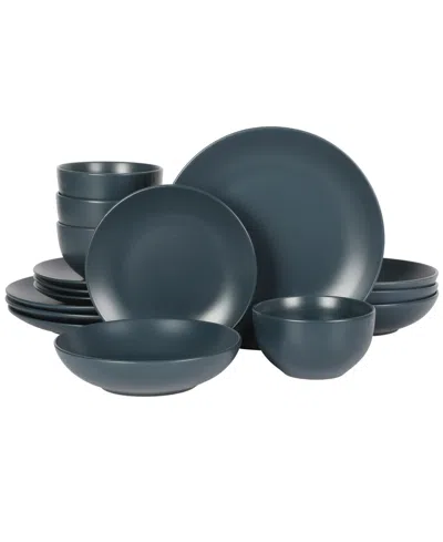 Gibson Home Queenslane 16 Pc. Dinnerware Set, Service For 4 In Matte Blue
