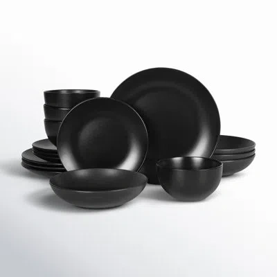 Gibson Home Queenslane 16 Piece Double Bowl Plates And Bowls Dinnerware Sets In Black