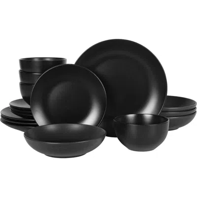 Gibson Home Queenslane Double Bowl Plates And Bowls Dinnerware Set In Black