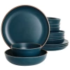 Gibson Home Rockabye 12 Piece Melamine Dinnerware Set In Blue
