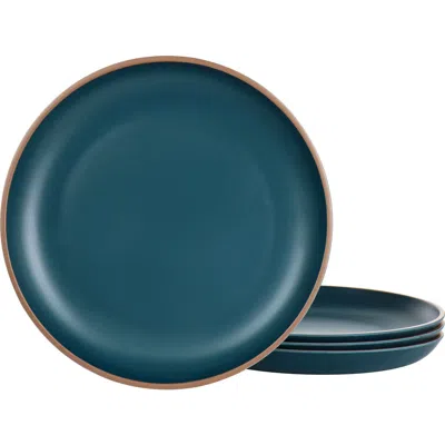 Gibson Home Rockabye 4 Piece Melamine Dinner Plate Set In Blue