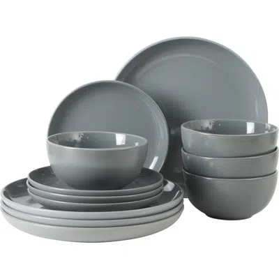 Gibson Home Rockaway 12 Piece Matte Two-tone Stoneware Dinnerware Set, Service For 4 In Blue