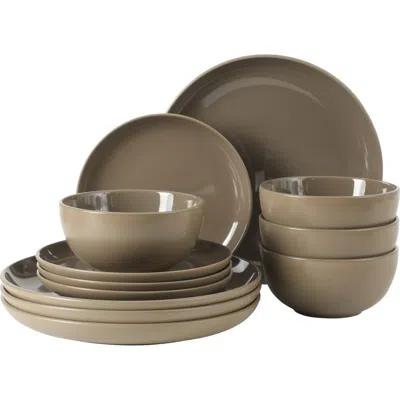 Gibson Home Rockaway 12 Piece Matte Two-tone Stoneware Dinnerware Set, Service For 4 In Brown