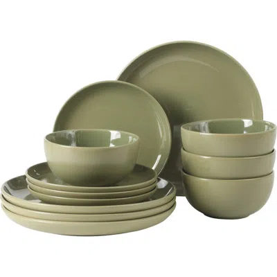 Gibson Home Rockaway 12 Piece Matte Two-tone Stoneware Dinnerware Set, Service For 4 In Green