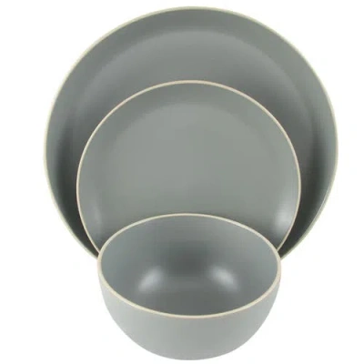 Gibson Home Rockaway 12 Piece Stoneware Dinnerware Set In Gray