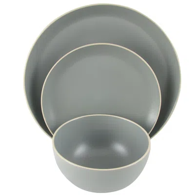 Gibson Home Rockaway 12 Piece Stoneware Dinnerware Set In Matt Grey