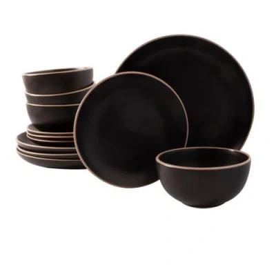 Gibson Home Rockaway 12-piece Stoneware Dinnerware Set In Black