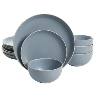 Gibson Home Rockaway 12-piece Stoneware Dinnerware Set In Blue