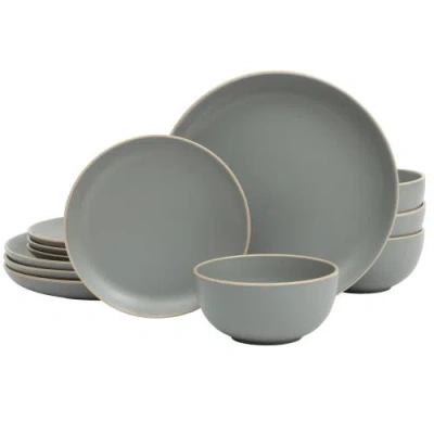 Gibson Home Rockaway 12-piece Stoneware Dinnerware Set In Gray