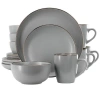 Gibson Home Rockaway 16 Piece Stoneware Gold Rimmed Dinnerware Set In Gold