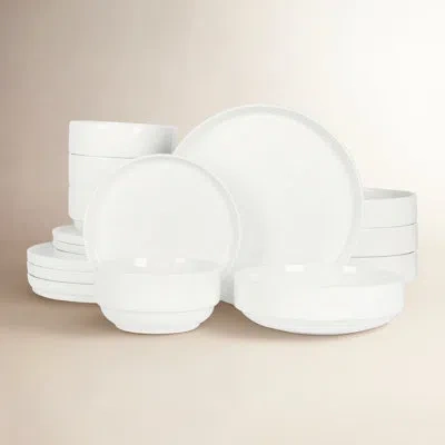 Gibson Home Rothernberg 16 Piece Stackable Porcelain Plates And Bowls Dinnerware Set In White
