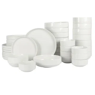 Gibson Home Rothernberg Stackable 40 Piece, Service For 8, White Porcelain Plates And Bowls Set