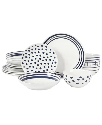 Gibson Home Seaboard 16 Pc. Dinnerware Set, Service For 4 In White Blue