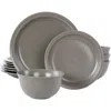 Gibson Home Siam 12 Piece Round Stoneware Dinnerware Set In Gray