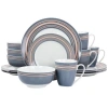 Gibson Home Silver Wind 16 Piece Fine Ceramic Dinnerware Set In Gray
