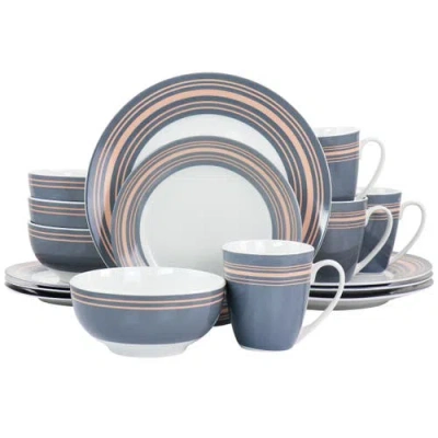 Gibson Home Silver Wind 16 Piece Fine Ceramic Dinnerware Set In Gray