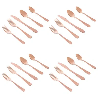 Gibson Home Stainless Steel Flatware Set - Service For 4 In Rose Gold