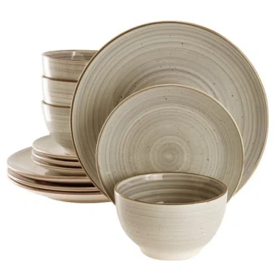 Gibson Home Stonebury 12 Piece Stoneware Dinnerware Set In Beige