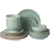 Gibson Home Stonebury 16-piece Handpainted Stoneware Dinnerware Set In Green