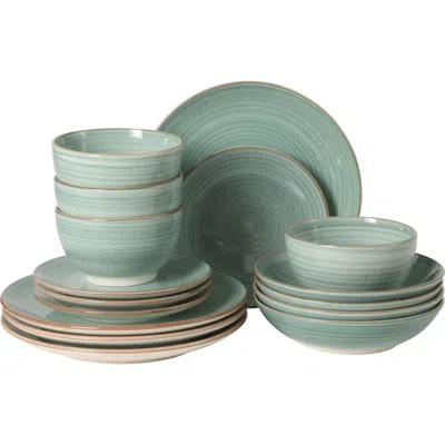 Gibson Home Stonebury 16-piece Handpainted Stoneware Dinnerware Set In Green