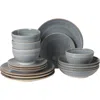 Gibson Home Stonebury Handpainted Stoneware Dinnerware Set In Gray