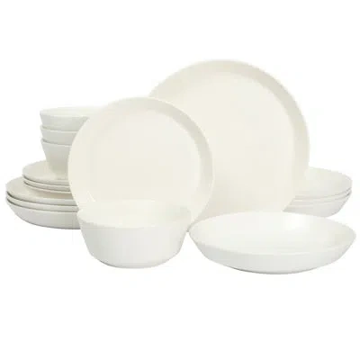 Gibson Home Summer Shades 16 Piece Plates And Bowls Dishes Service For 4 Porcelain Dinnerware Set In White