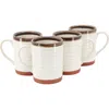 Gibson Home Terra Bella 4 Piece 18.5 Ounce Terracota Mug Set In White