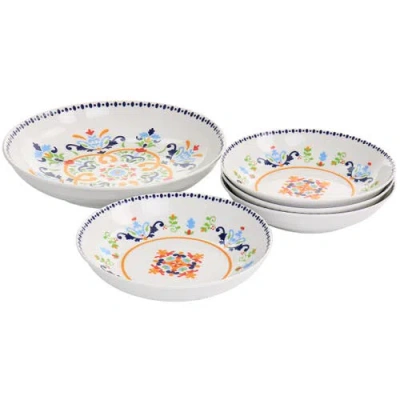 Gibson Home Tijuana 5 Piece Fine Cermic Pasta Bowl Set In Multi