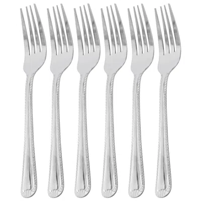 Gibson Home Tustin 6 Piece Stainless Steel Dinner Fork Flatware Set In Silver