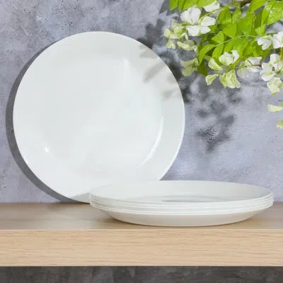 Gibson Home Ultra Round 6 Pack Opal Glass Break And Chip Resistant Dinner Plates