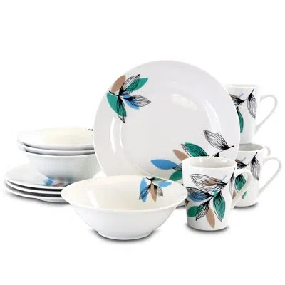 Gibson Home Vineyard 12 Piece Dinnerware Set, Service For 4 In White