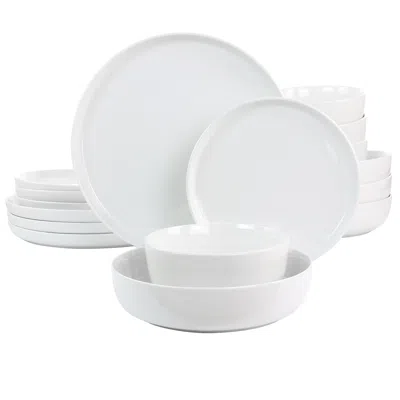 Gibson Home White Deco 16 Piece Fine Ceramic Dinnerware Set In White
