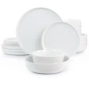 Gibson Home White Deco 16 Piece Fine Ceramic Dinnerware Set In White In White