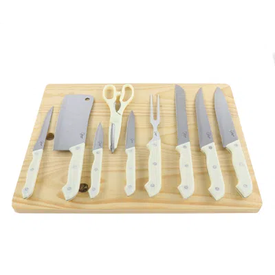GIBSON HOME WILDCRAFT 10 PIECE CUTLERY SET WITH CUTTING BOARD