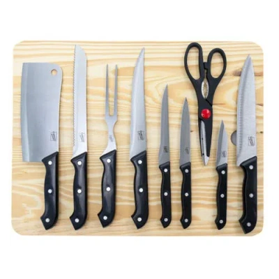 Gibson Home Wildcraft 10 Piece Cutlery Set With Wooden Cutting Board In Black