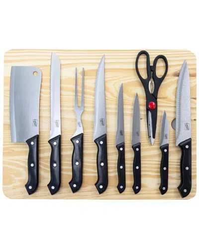 Gibson Home Wildcraft 10pc Cutlery Set With Wooden Cutting Board