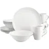Gibson Home Wintercap 12 Piece Fine Ceramic Dinnerware Set In White