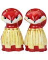 Gibson Home Woodland Fox Salt & Pepper Set In Red