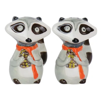 Gibson Home Woodland Raccoon 2 Piece Hard Dolomite Salt And Pepper Set In Gray