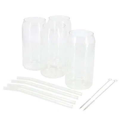 Gibson Home Zadie 10 Piece Glass Tumbler And Straw Set In Clear