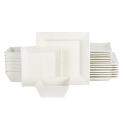 Gibson Home Zen Buffet Hard Square Porcelain Dinnerware Set In White