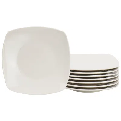 Gibson Home Zen Buffetware 8 Piece 7in Stoneware Dessert Plate Set In White In Neutral